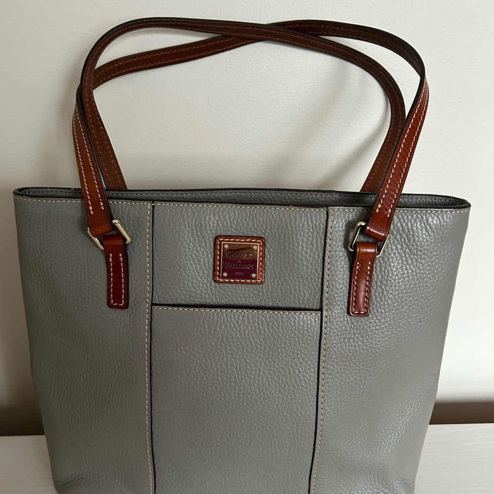 Dooney & Bourke Gray Leather Tote Bag